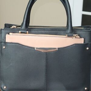 ANN TAYLOR Black Pochette With Tan Pouch Handbag